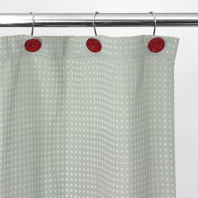 Popkozzi Red Crystal Shower Curtain Hooks – Luxury Sparkly Burgundy Rhinestone Decorative Rings for Christmas Valentines Day & Holiday Bathroom Décor – Elegant Xmas Bathroom Accessories & Gift for Women Girls - Image 4